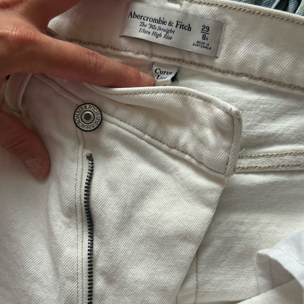 Abercrombie & Fitch White Straight-Leg Jeans - Picture 2 of 4